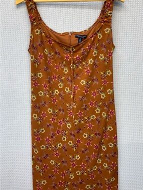 Vtg American Eagle Y2K Mini Dress 6 Floral Orange Spring Boho Sleeveless Fairy